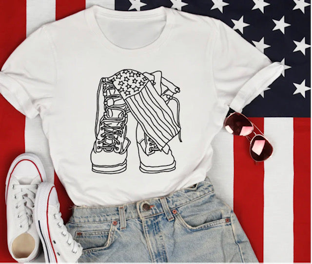 ARMY BOOTS, AMERICAN FLAG