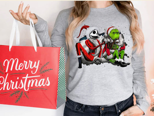 DRINKING BUDDIES, GRINCH AND JACK, CHRISTMAS TEE