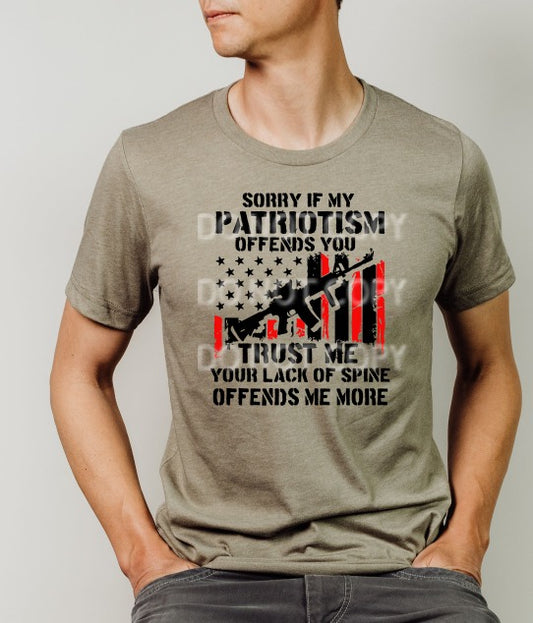 SORRY IF MY PATRIOTISM OFFENDS YOU, SECOND AMENDMENT TEE